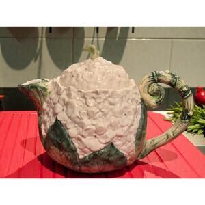 Fitz and Floyd OCI Omnibus Hydrangea Teapot with Lid Vintage Hand Painted EUC